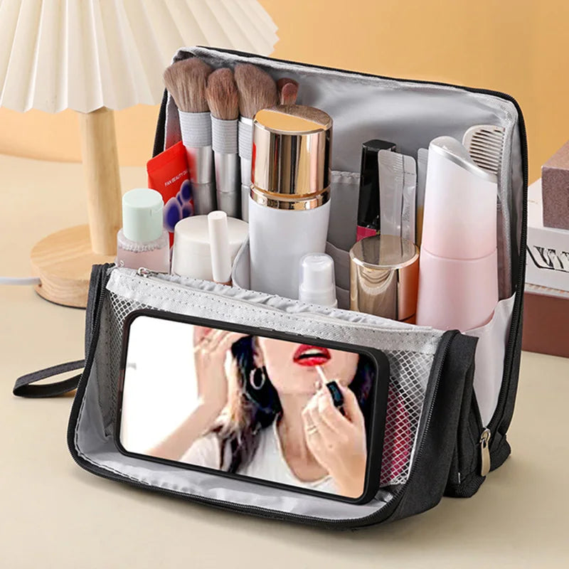 Large-capacity Portable Cosmetic Bag Vertical Desktop Storage Multifunctional Cosmetic Storage Bag Stationery Pen Storage Bag