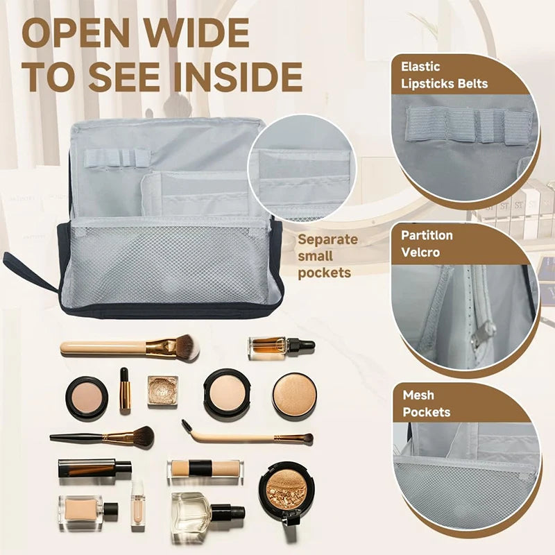 Large-capacity Portable Cosmetic Bag Vertical Desktop Storage Multifunctional Cosmetic Storage Bag Stationery Pen Storage Bag