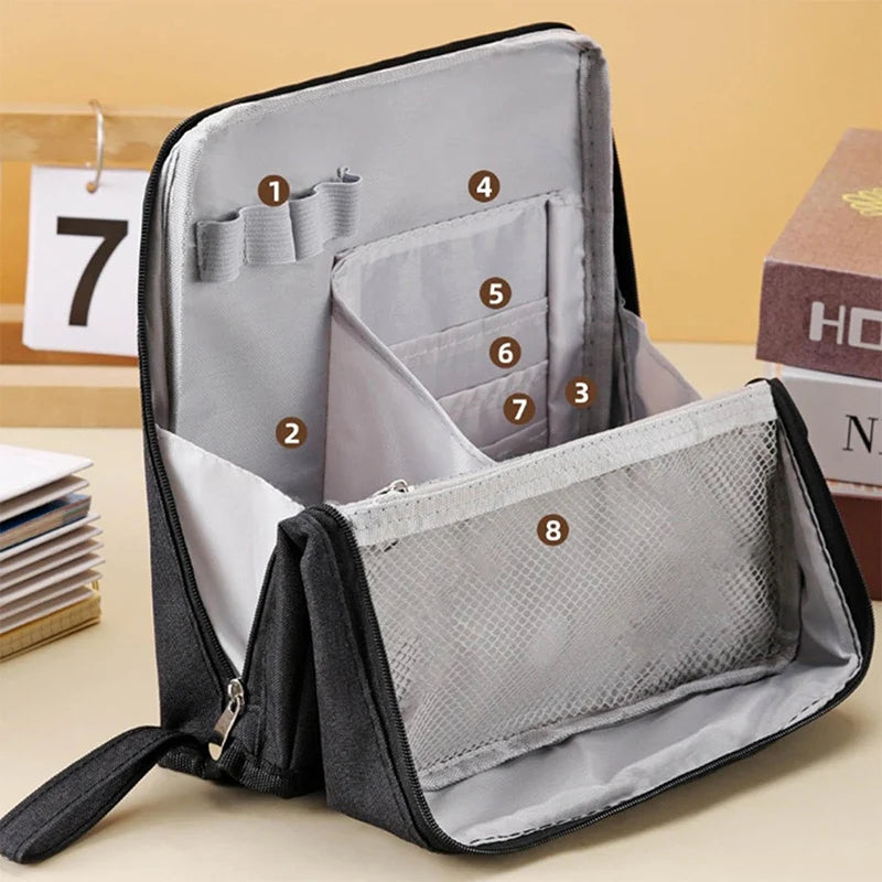 Large-capacity Portable Cosmetic Bag Vertical Desktop Storage Multifunctional Cosmetic Storage Bag Stationery Pen Storage Bag